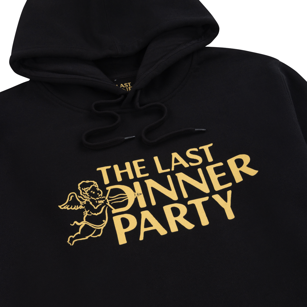 Black Large Cherub Logo Hoodie graphic