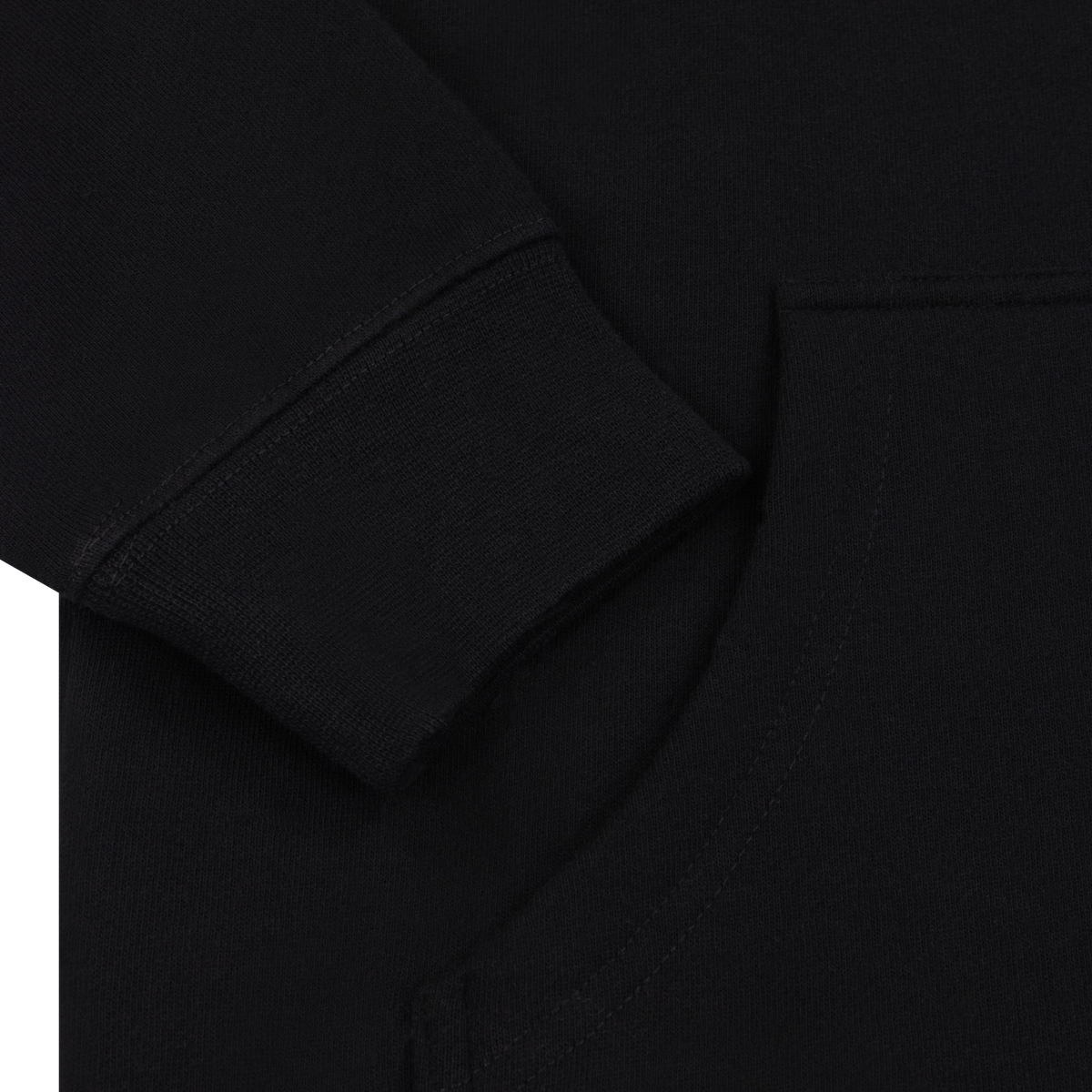 Black Large Cherub Logo Hoodie pocket detail