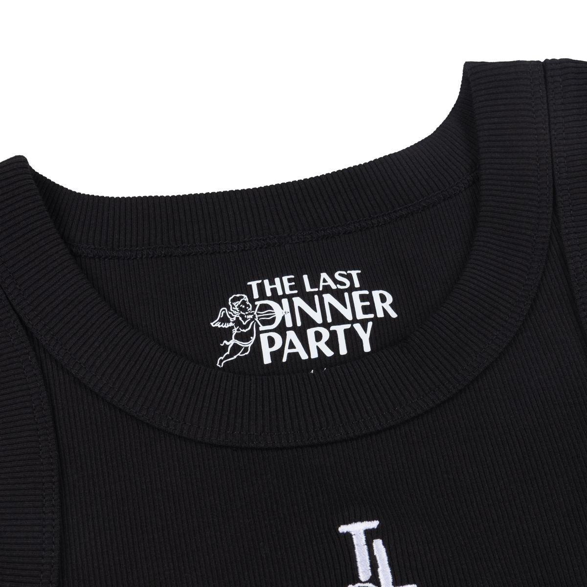 Embroidered Logo Vest in Black tag