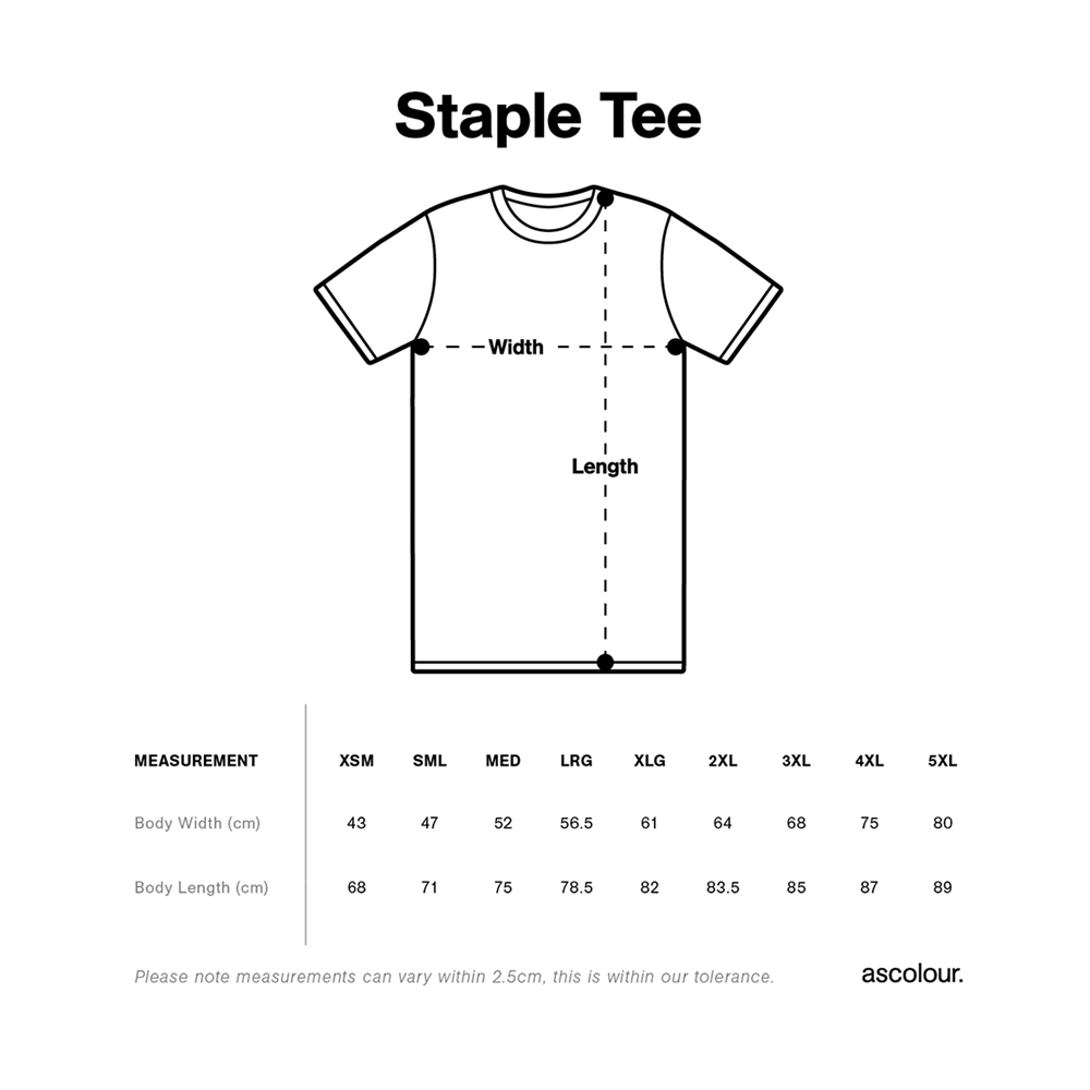 Oxblood Logo Tee Size Guide