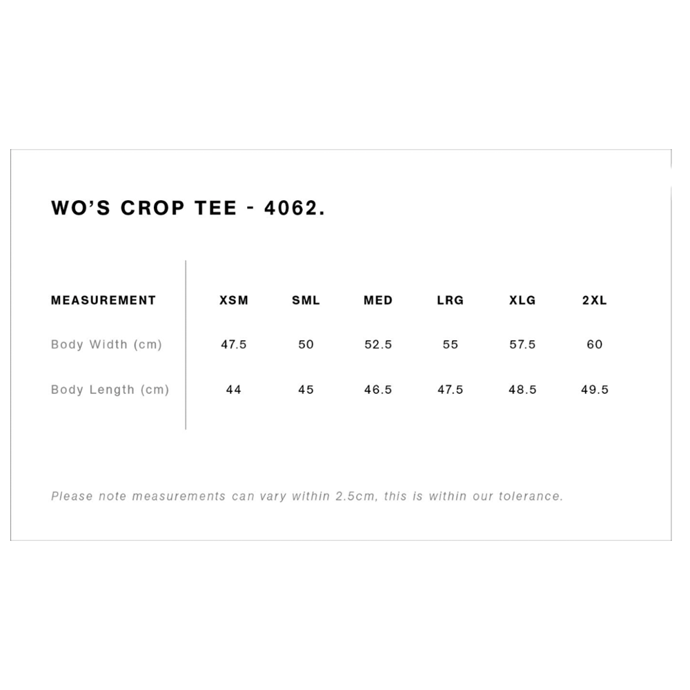 Sinner Black Crop Top Size Guide