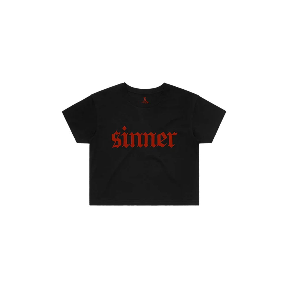 Sinner Black Crop Top Front