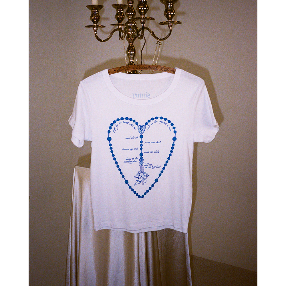 Rosary White Ladies Baby Tee